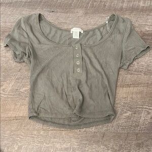 Sage Green Ribbed Crop Top